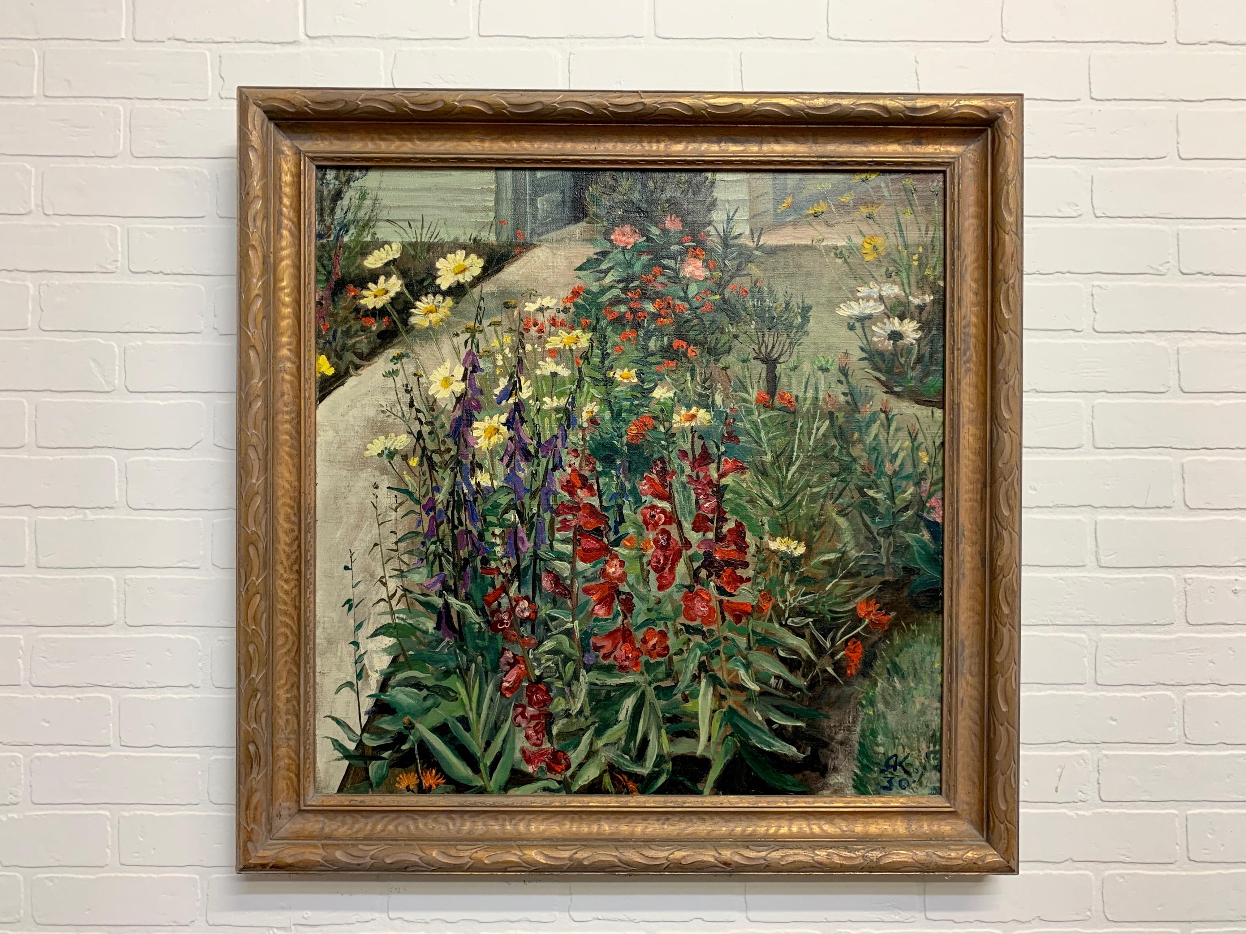 Canvas 1930's Garden Painting by Richard Kollorsz For Sale