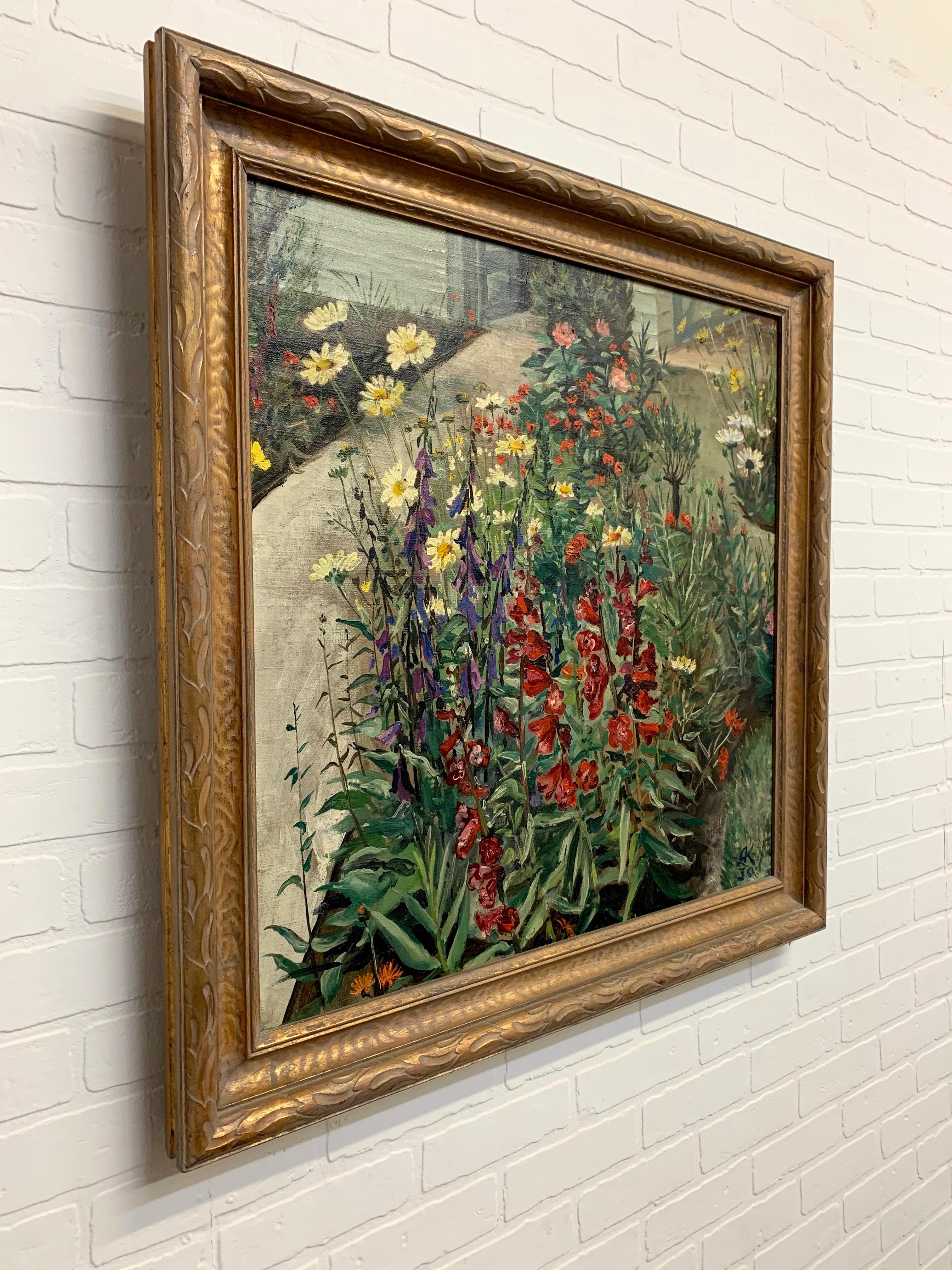 1930's Garden Painting by Richard Kollorsz For Sale 1
