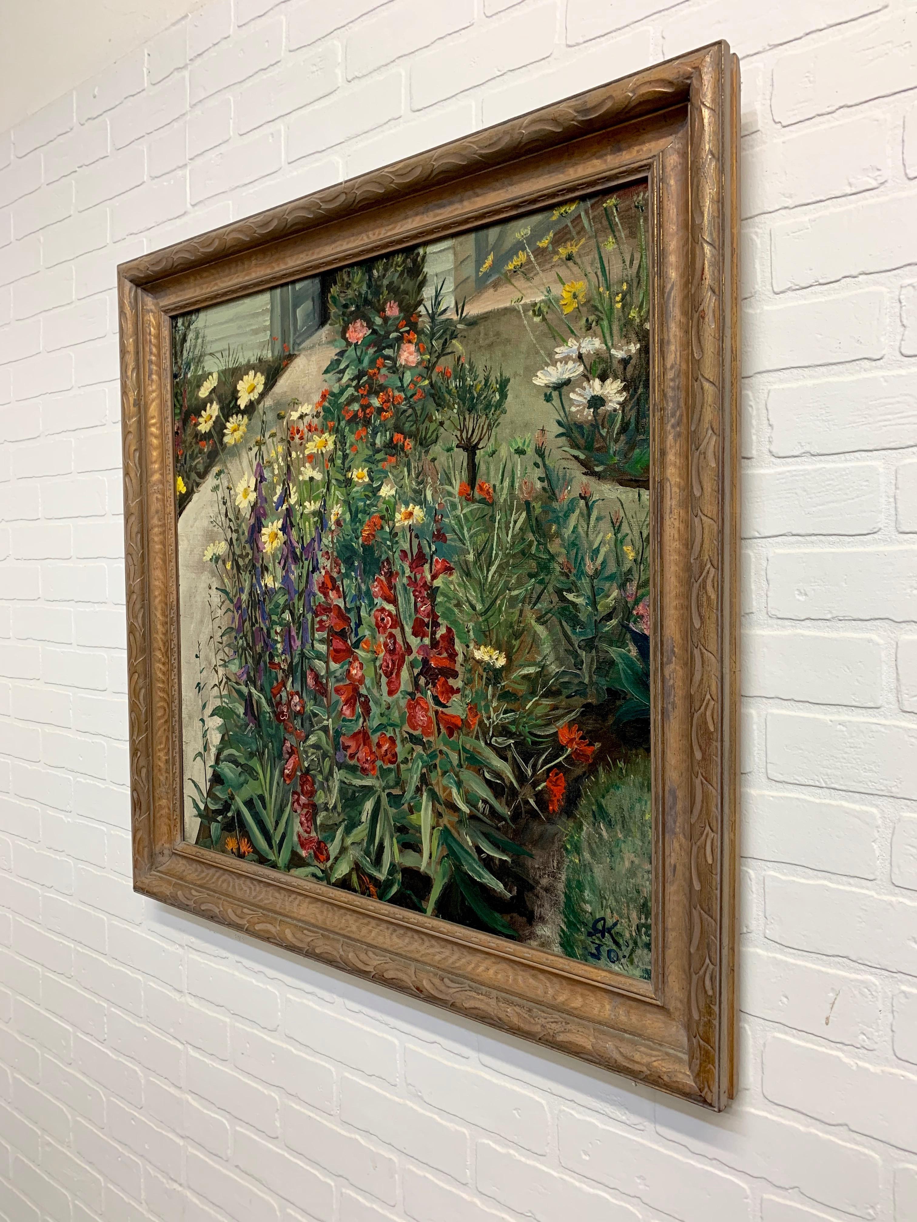 1930's Garden Painting by Richard Kollorsz For Sale 3