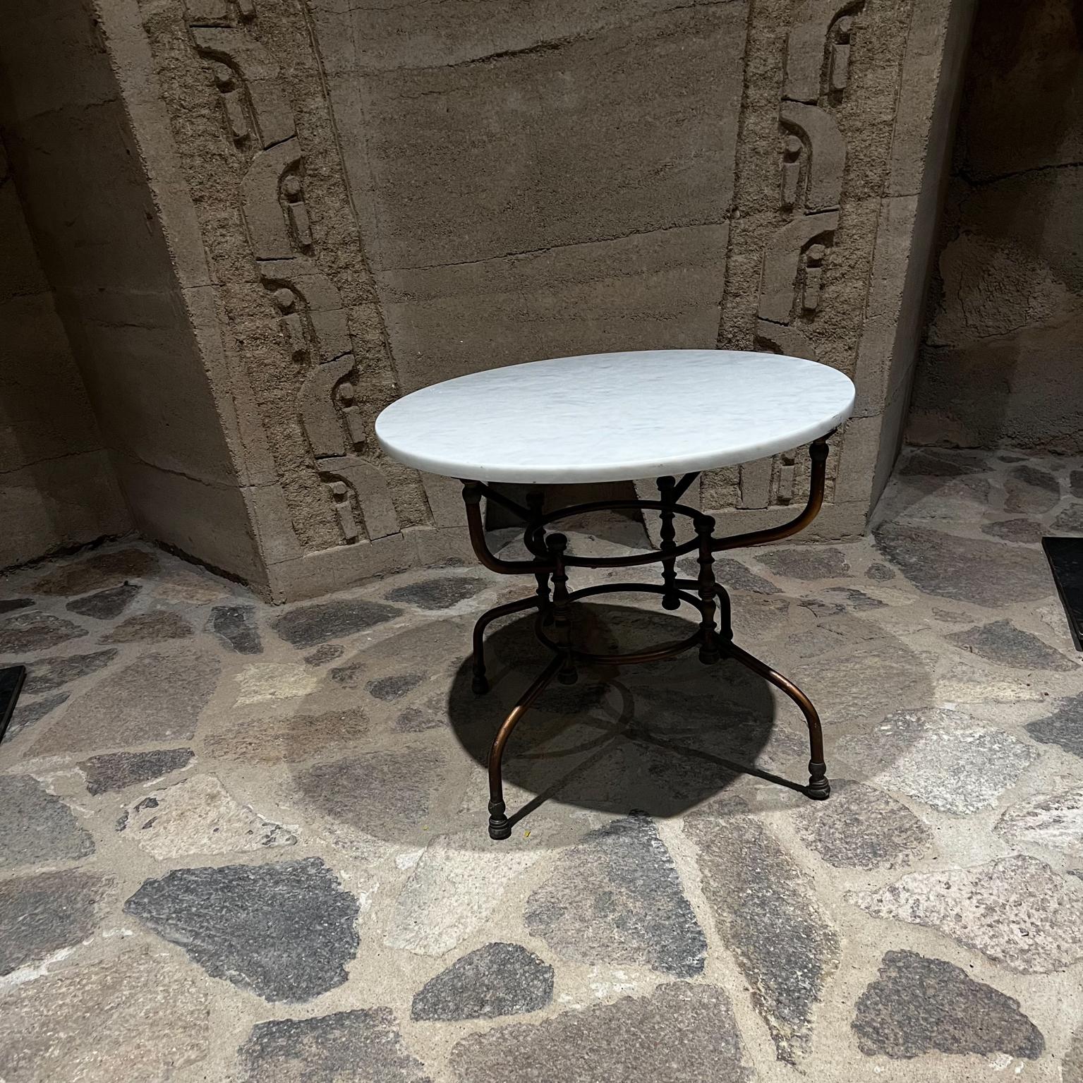 Renaissance Revival 1930s Garden Table Italian Marble with Sculptural Bronze Base