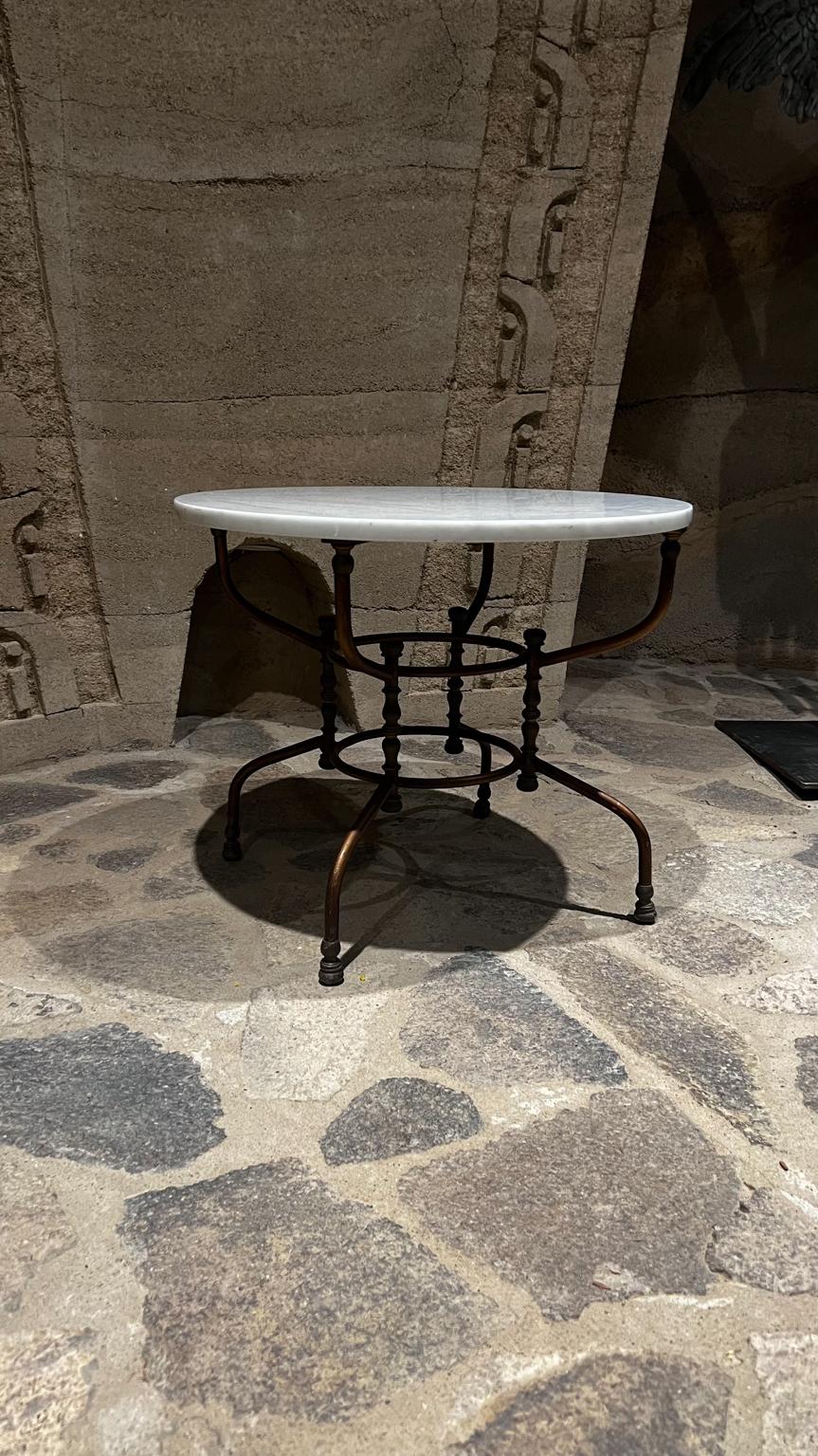 1930s Garden Table Italian Marble with Sculptural Bronze Base 2