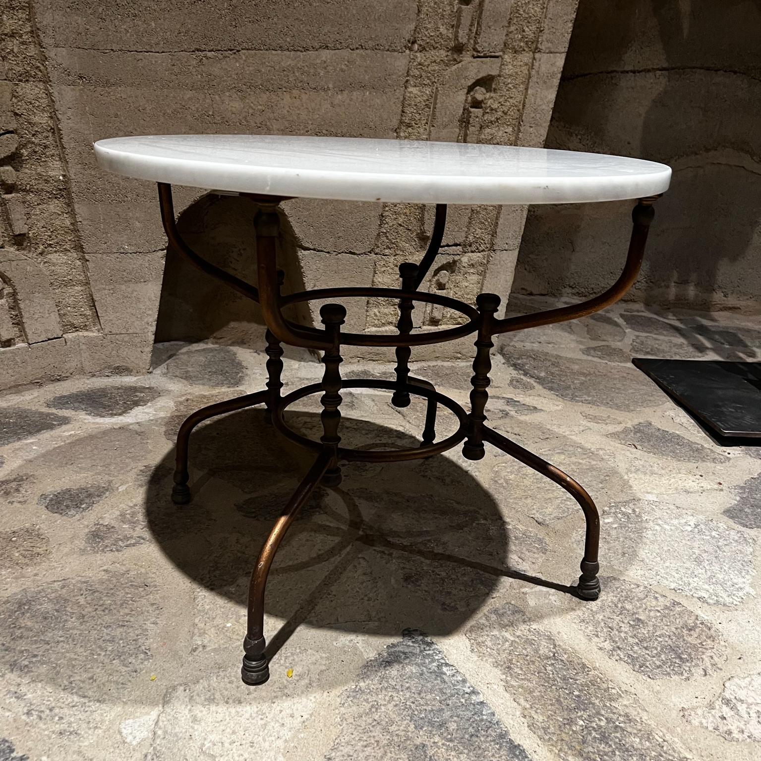 1930s Garden Table Italian Marble with Sculptural Bronze Base 3