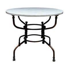 1930s Garden Table Italian Marble with Sculptural Bronze Base