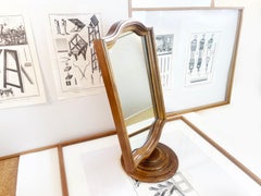 Miroir de coiffeuse ou miroir de toilette pour homme des années 1930, noyer biseauté, Italie