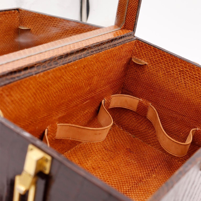 Authentic Vintage Leather Train Case Vanity Case