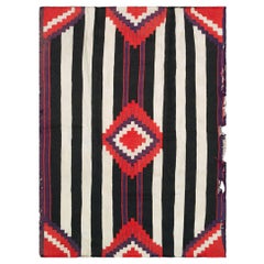 Tappeto antico dei Nativi Americani "Third Chiefs" degli anni '30, tessuto a trama piatta con motivi geometrici