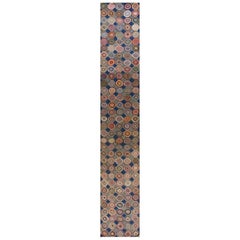 1930s Geometrical  American Hooked Rug ( 2' 9'' x 17' - 84 x 518 )