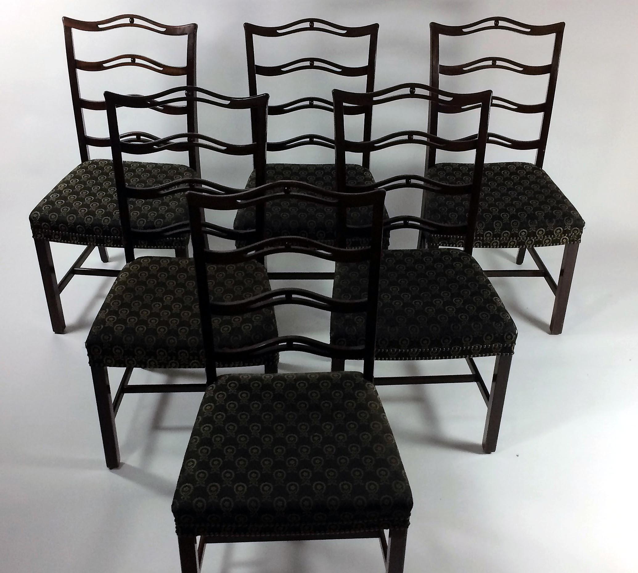 Edwardian 1930s Georg Kofoed Set of Six Danish Mahogany Dining Chairs For Sale