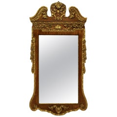 1930s George II Style Walnut and Parcel-Gilt Mirror