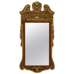 1930s George II Style Walnut and Parcel-Gilt Mirror