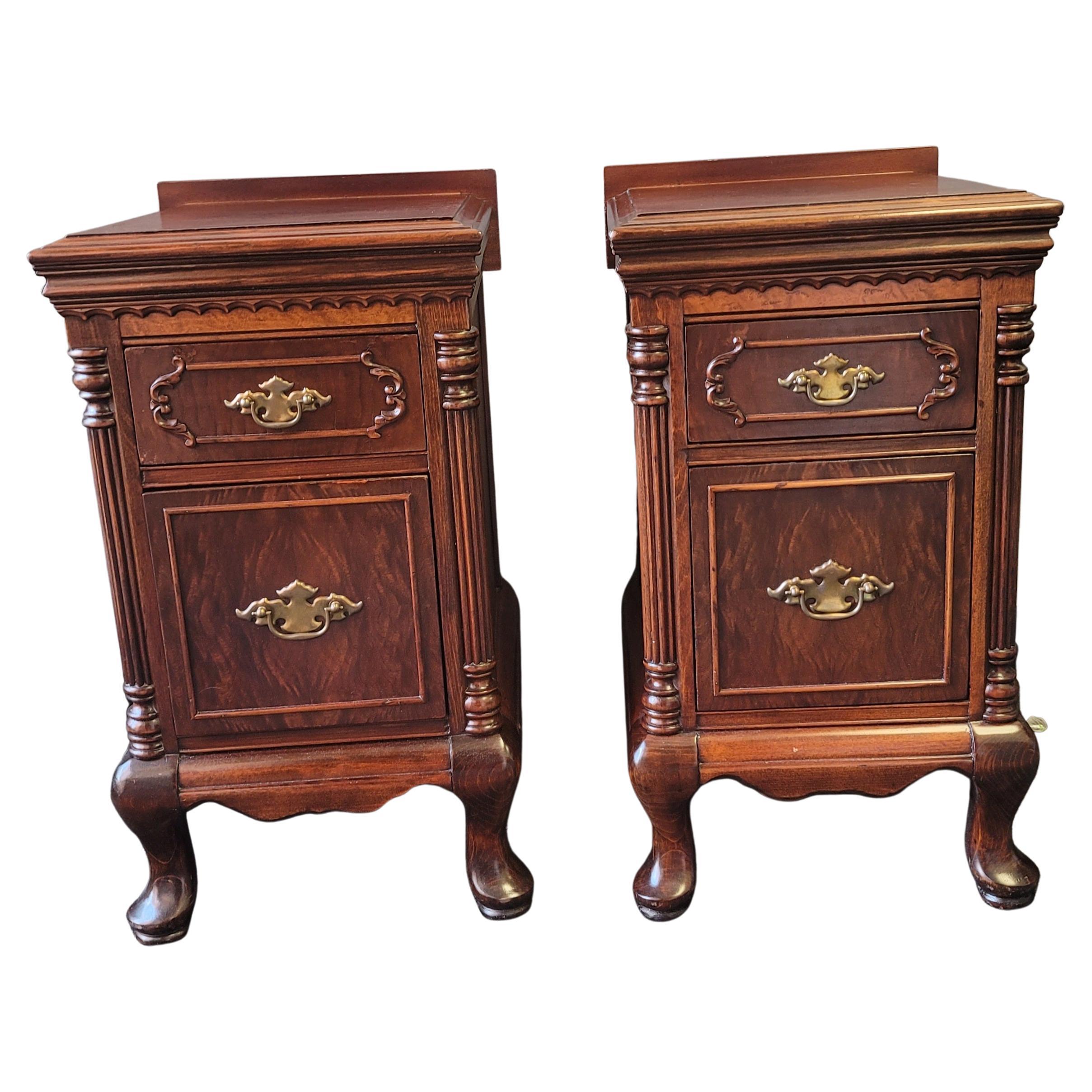 1930s Georgian Style Mahogany Bedside Chests Nightstands, a Pair