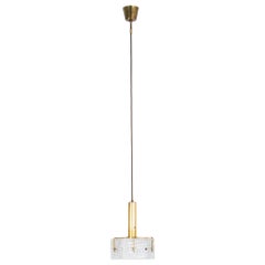 1930s German Brass and Glass Pendant
