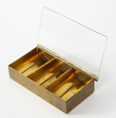 1930s German Brass Box with Glass Top