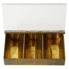 1930s German Brass Box with Glass Top