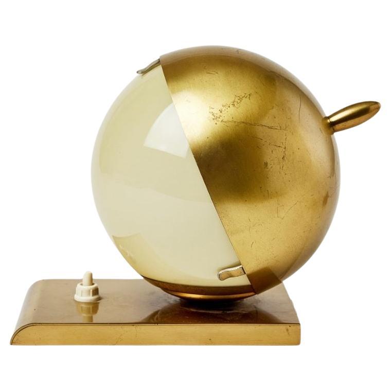 1930s German Brass 
Milk Glass Table or Wall Lamp For Sale