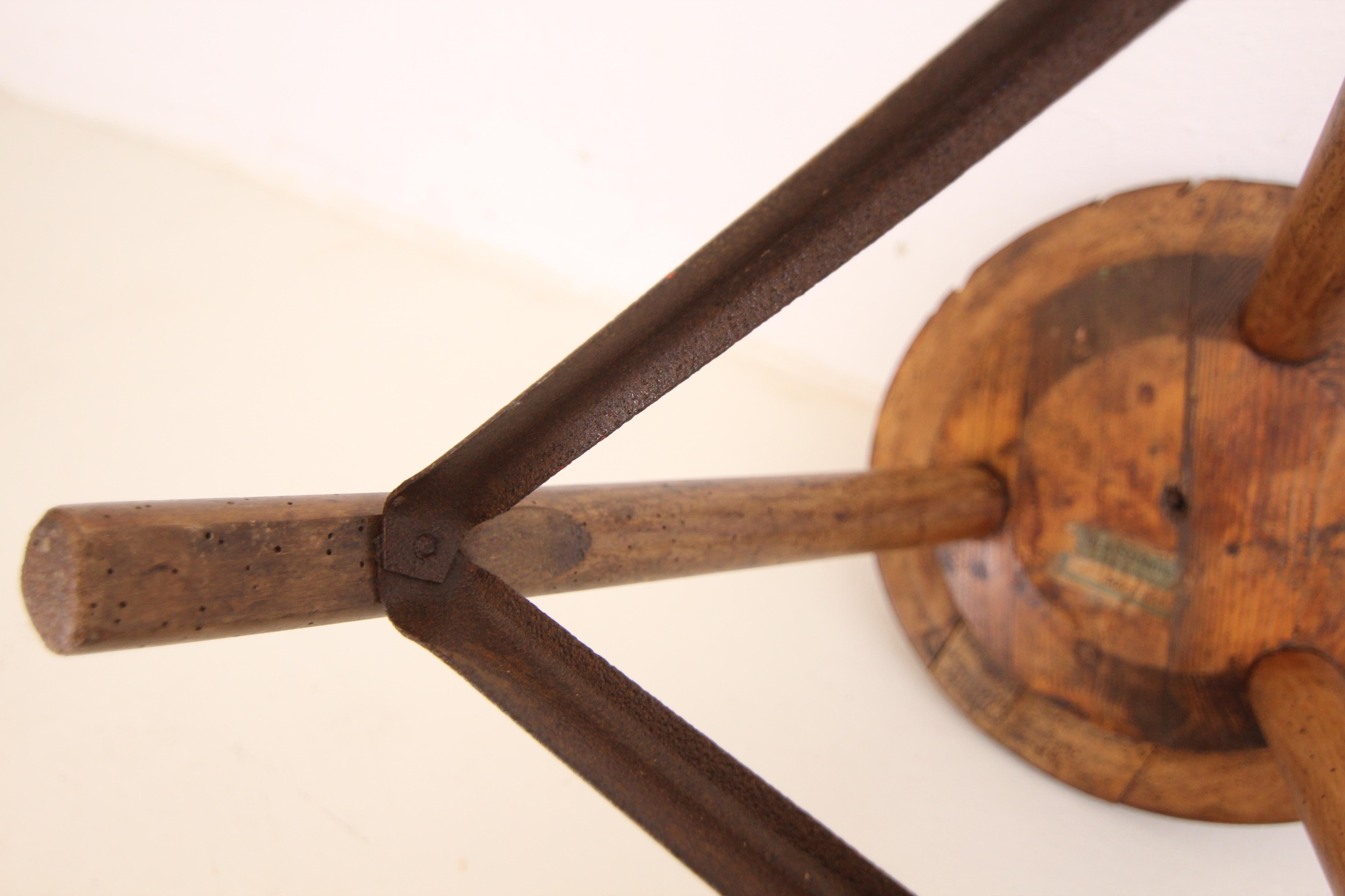 1930`s German Industrial AMA Tripod Wooden Stool For Sale 15