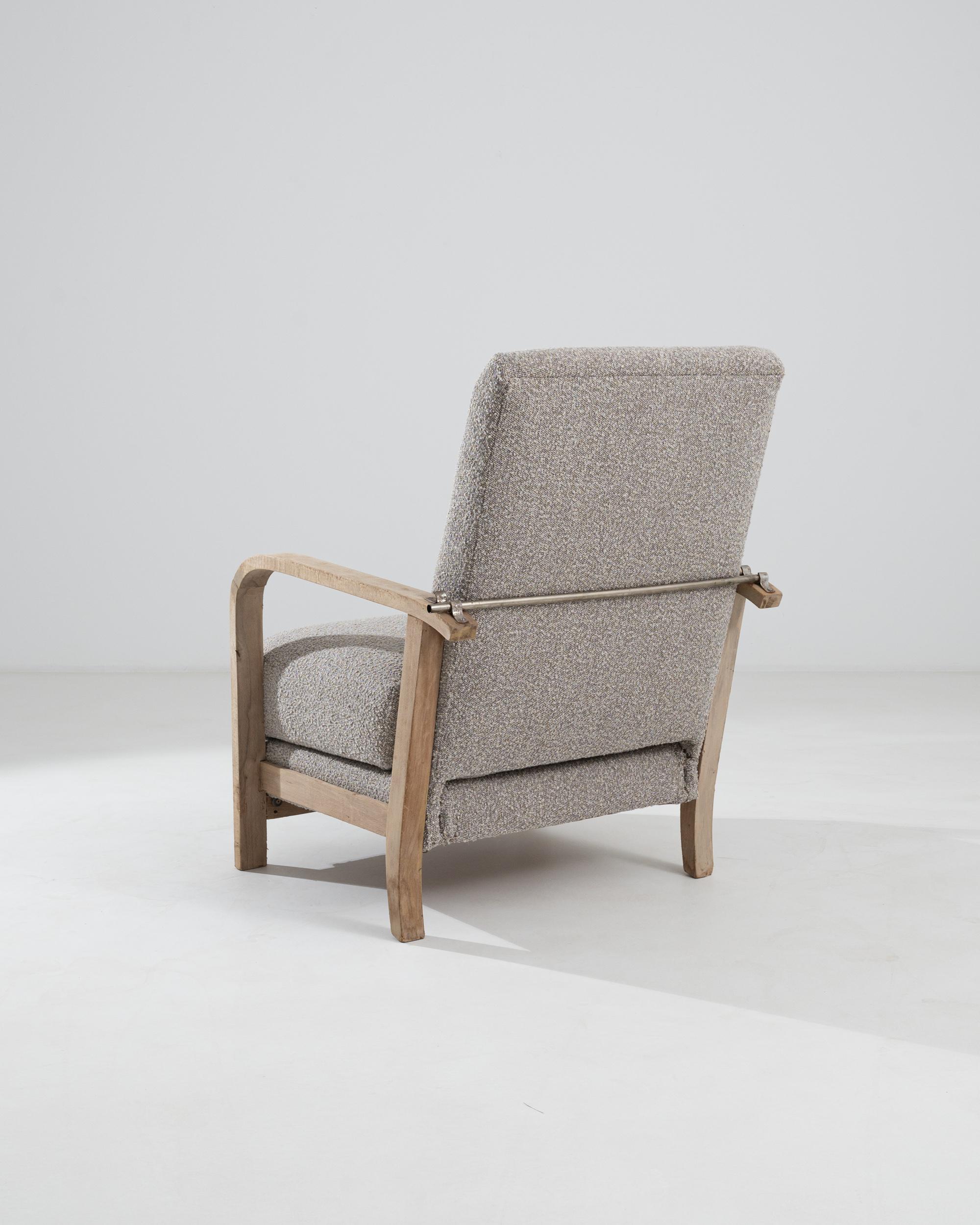 1930s German Wooden Boucle Armchair 2