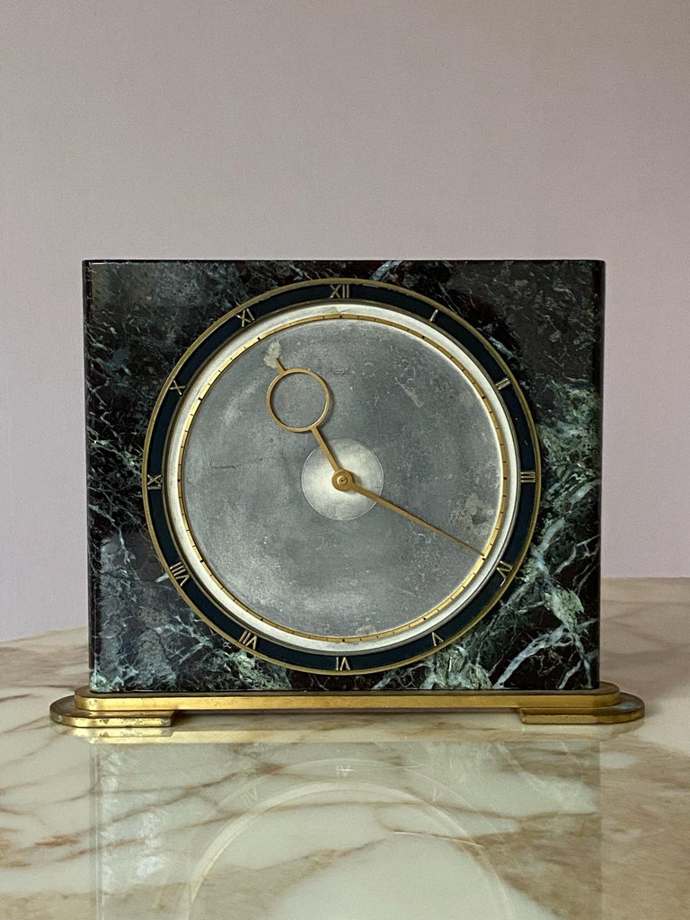 1930s GermanArt Deco Kienzle Marble Desk Clock, Design Heinrich Möller In Good Condition For Sale In Krefeld, DE