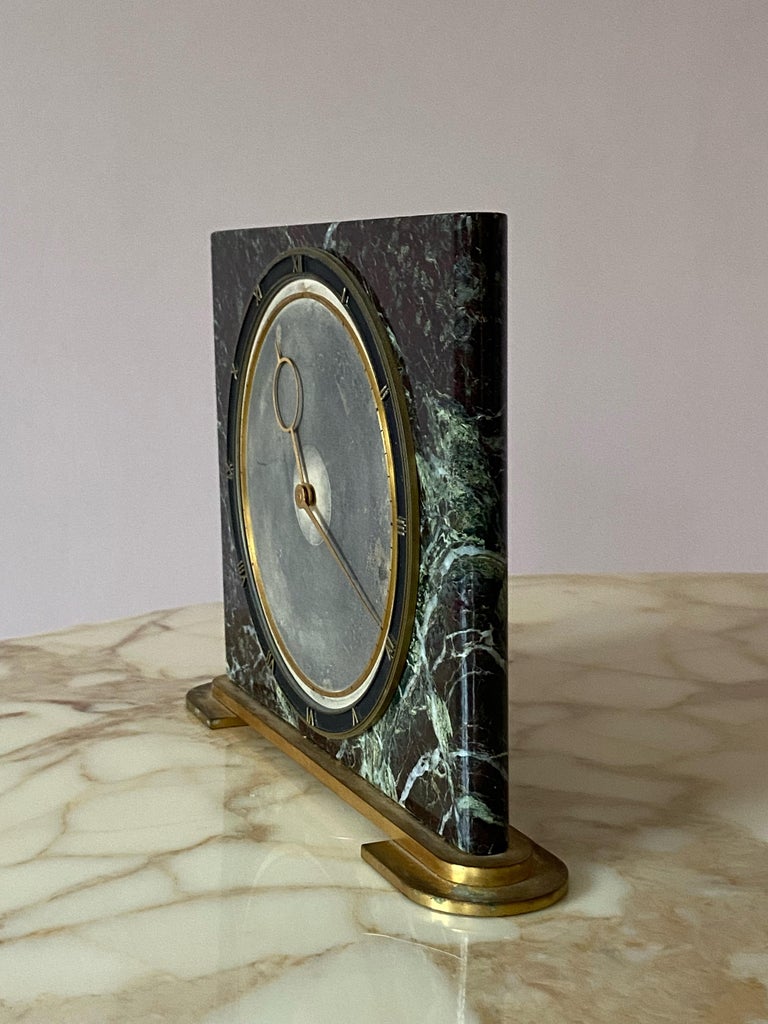 Mid-20th Century 1930s GermanArt Deco Kienzle Marble Desk Clock, Design Heinrich Möller For Sale