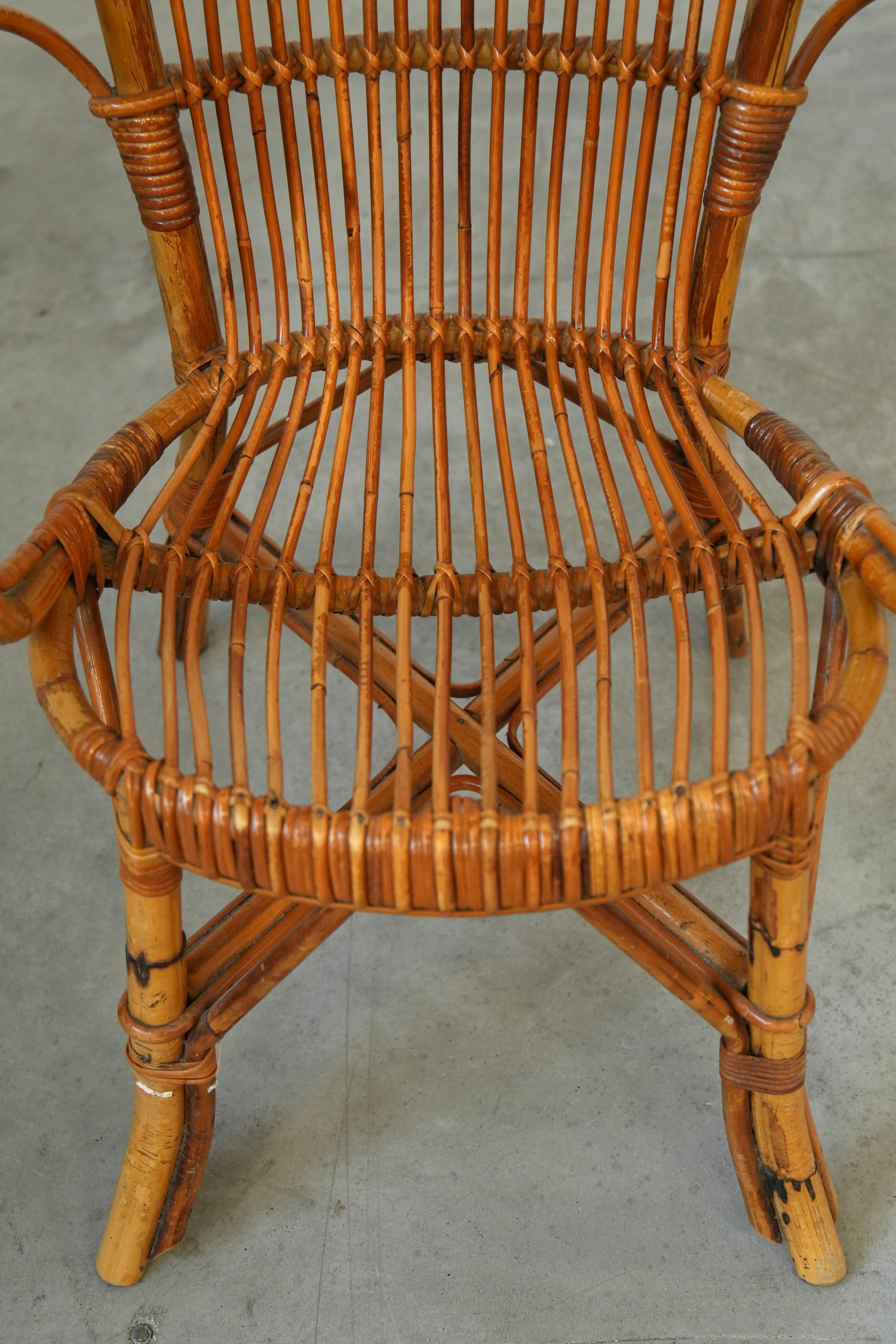 1930s Gervasoni M753 Rattan Garden Armchair - Italian Vintage Elegance In Good Condition In Manzano, IT