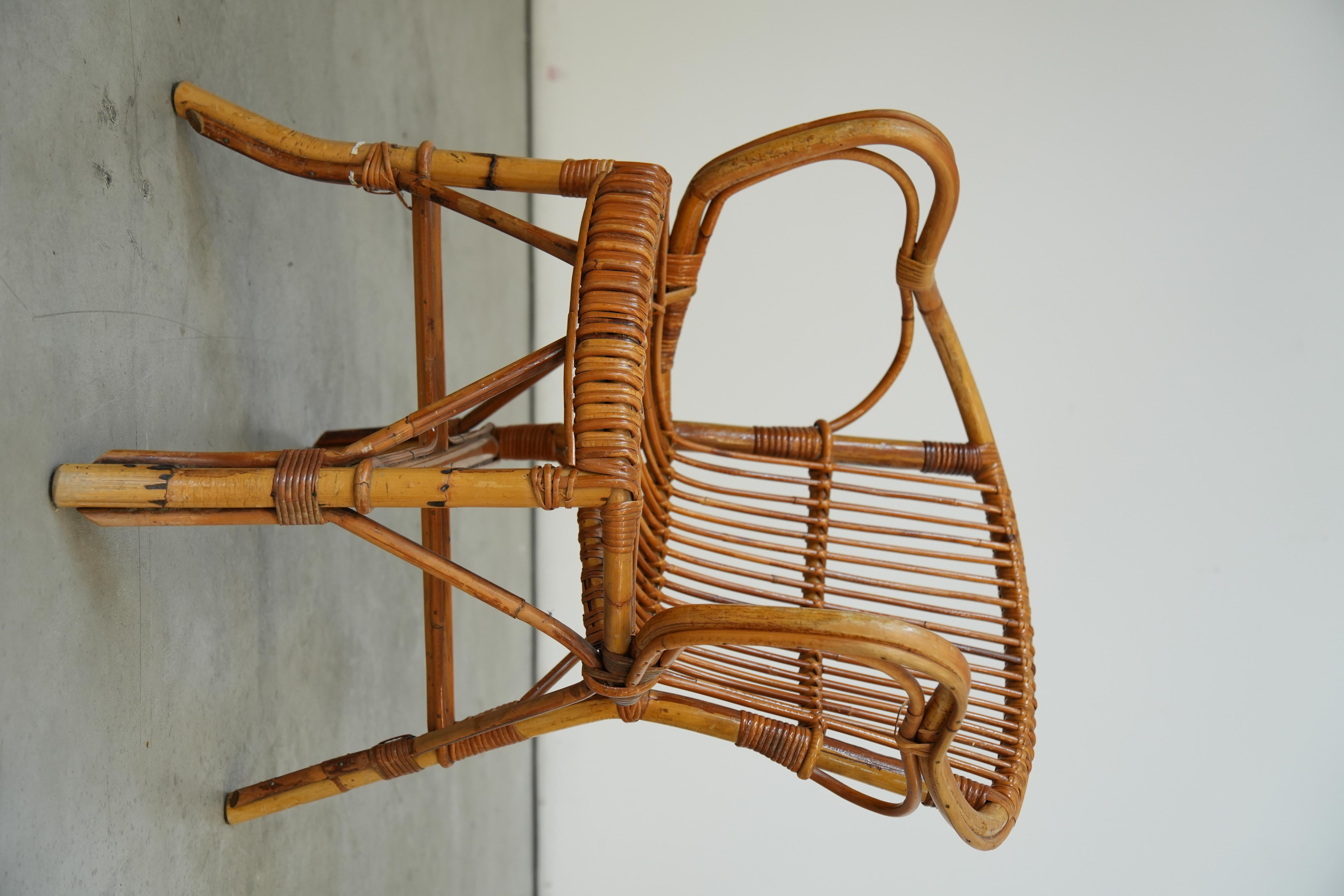 Mid-20th Century 1930s Gervasoni M753 Rattan Garden Armchair - Italian Vintage Elegance