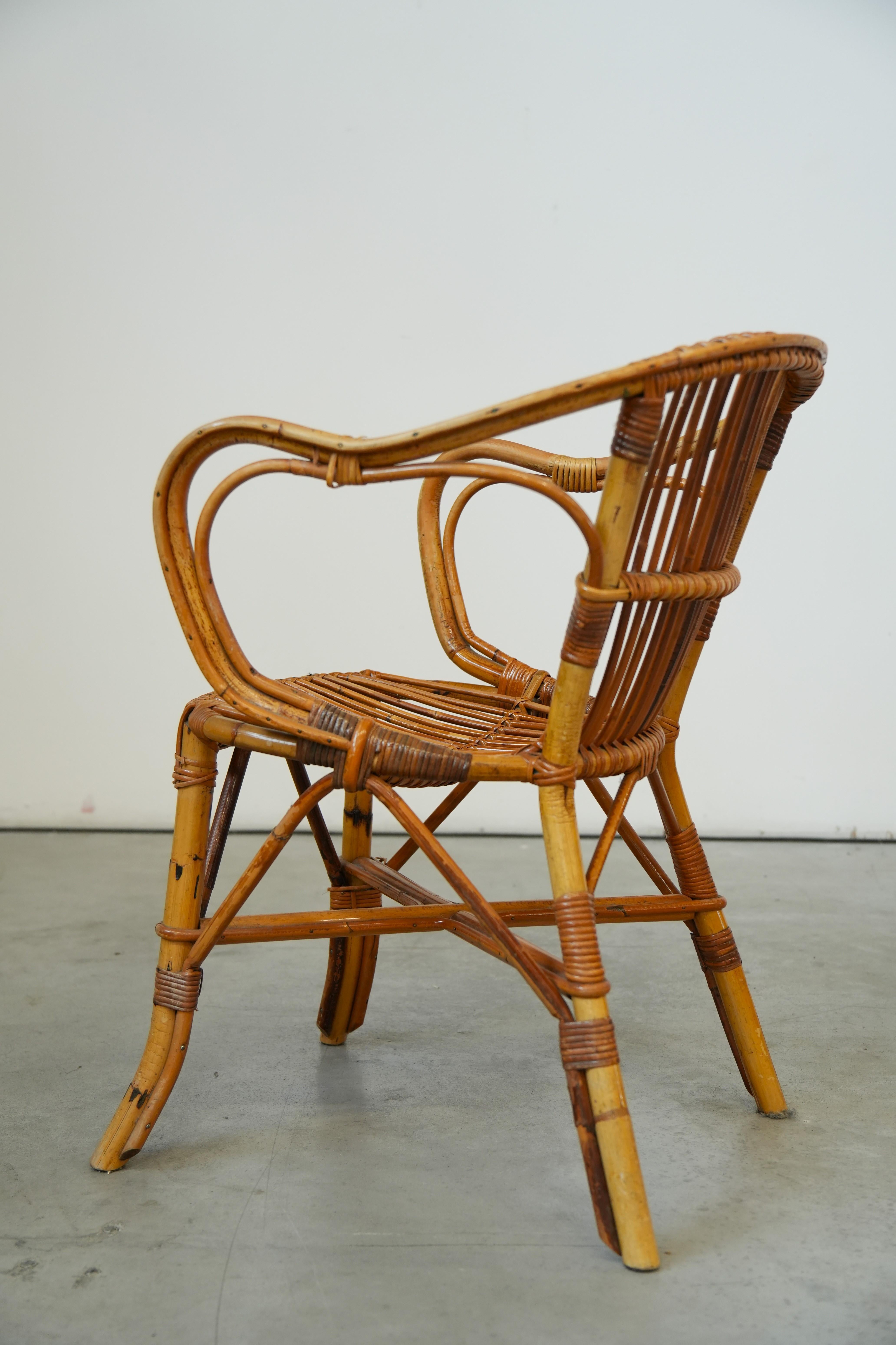 1930s Gervasoni M753 Rattan Garden Armchair - Italian Vintage Elegance 1