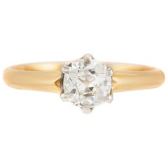 1930s GIA 18 Karat Yellow Gold Engagement Ring