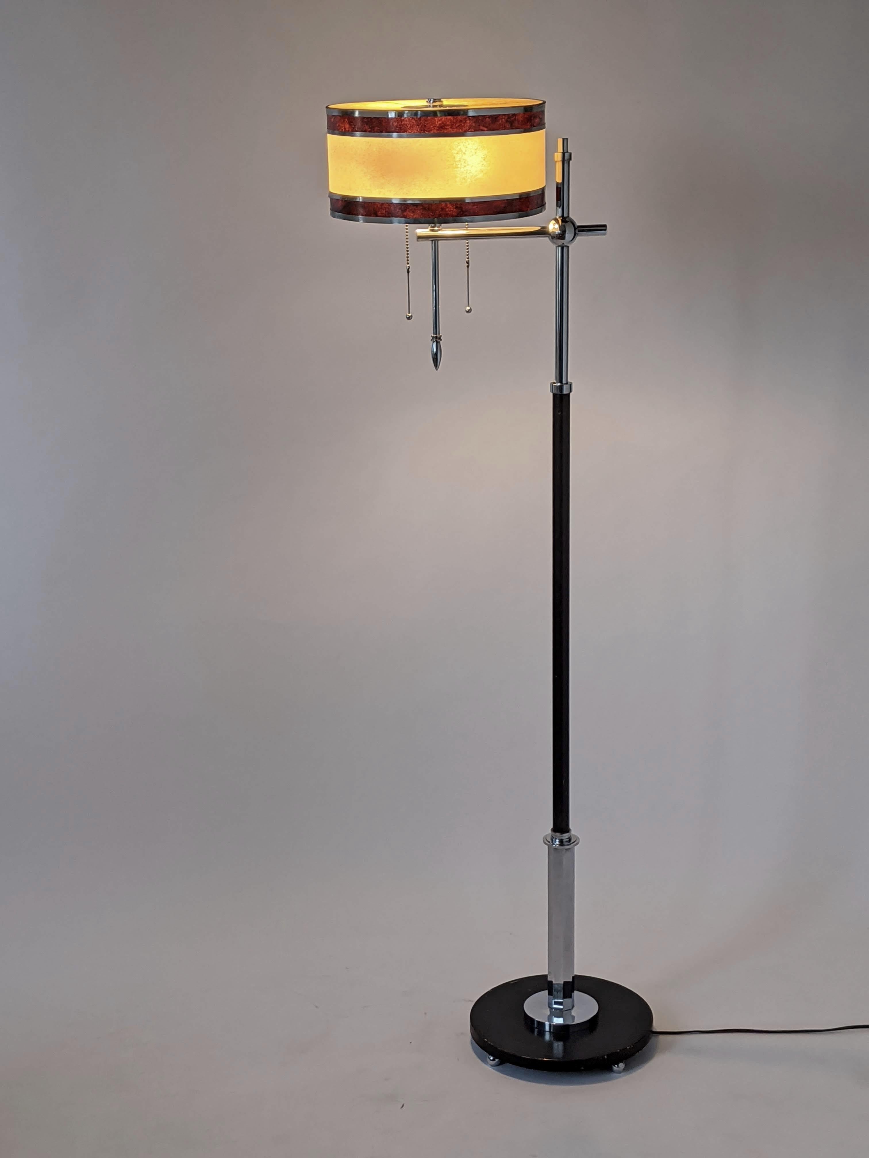 1930s Gilbert Rohde Attributed Art Deco Telescopic Floor Lamp, USA 1