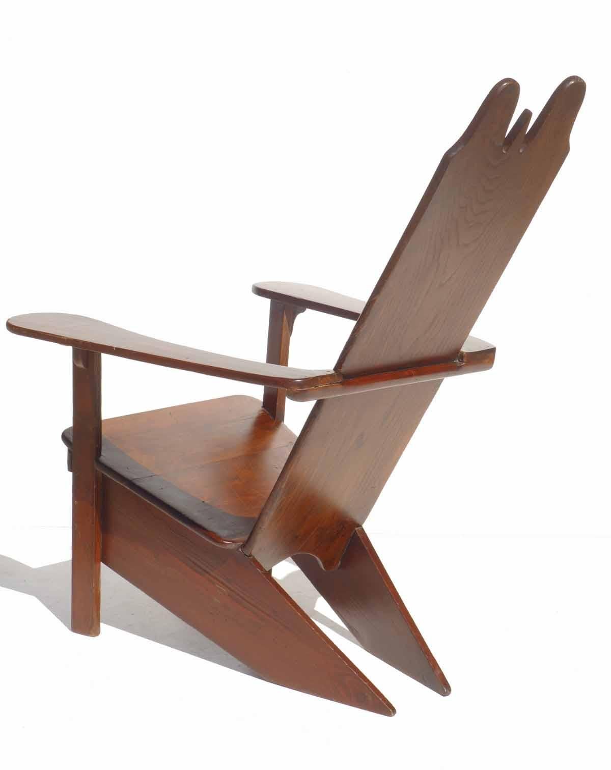 Rustic 1930s Gino Levi Montalcini Italian Design Rationalist Wood Lounge Chair For Sale
