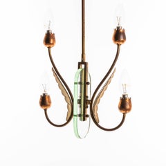 1930's Glass & Brass Lantern in Style of Fontana Arte