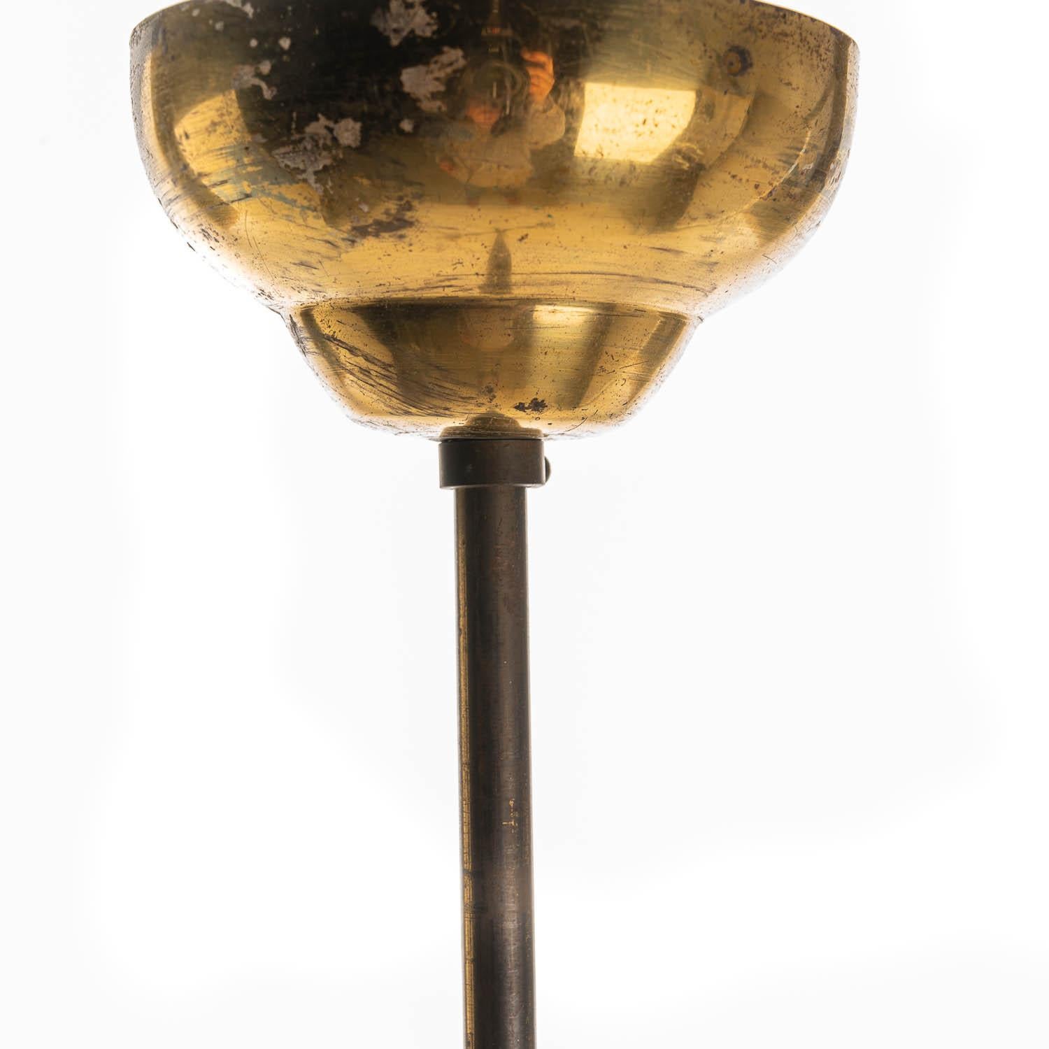 20th Century 1930's Glass & Brass Lantern in Style of Fontana Arte For Sale