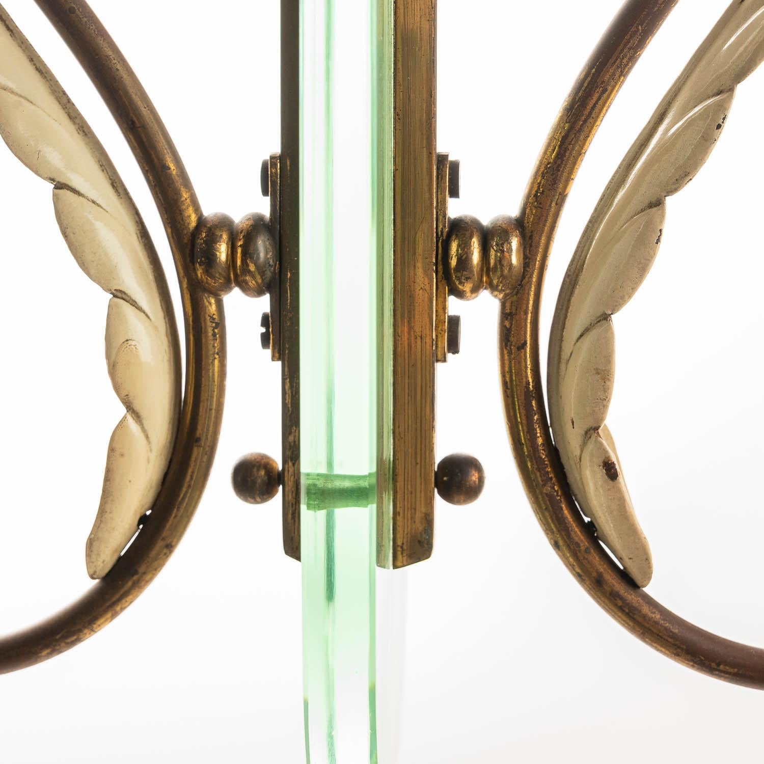 1930's Glass & Brass Lantern in Style of Fontana Arte For Sale 1