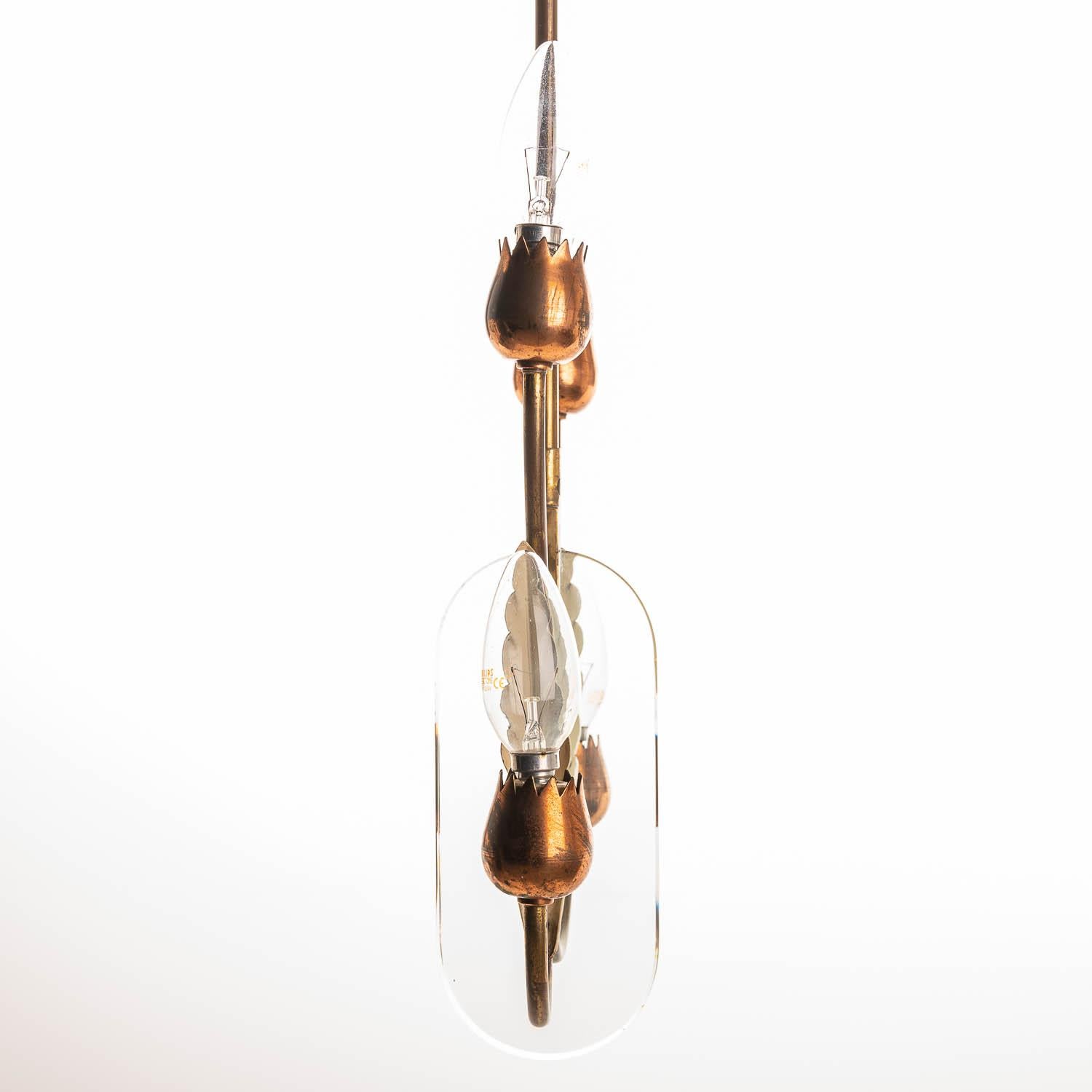 1930's Glass & Brass Lantern in Style of Fontana Arte For Sale 2