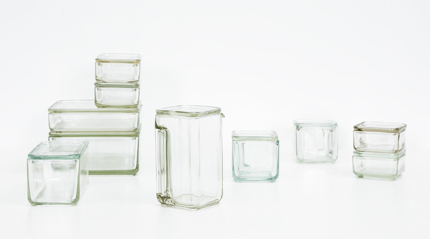 Bauhaus 1930s Glass Containers by Wilhelm Wagenfeld For Sale