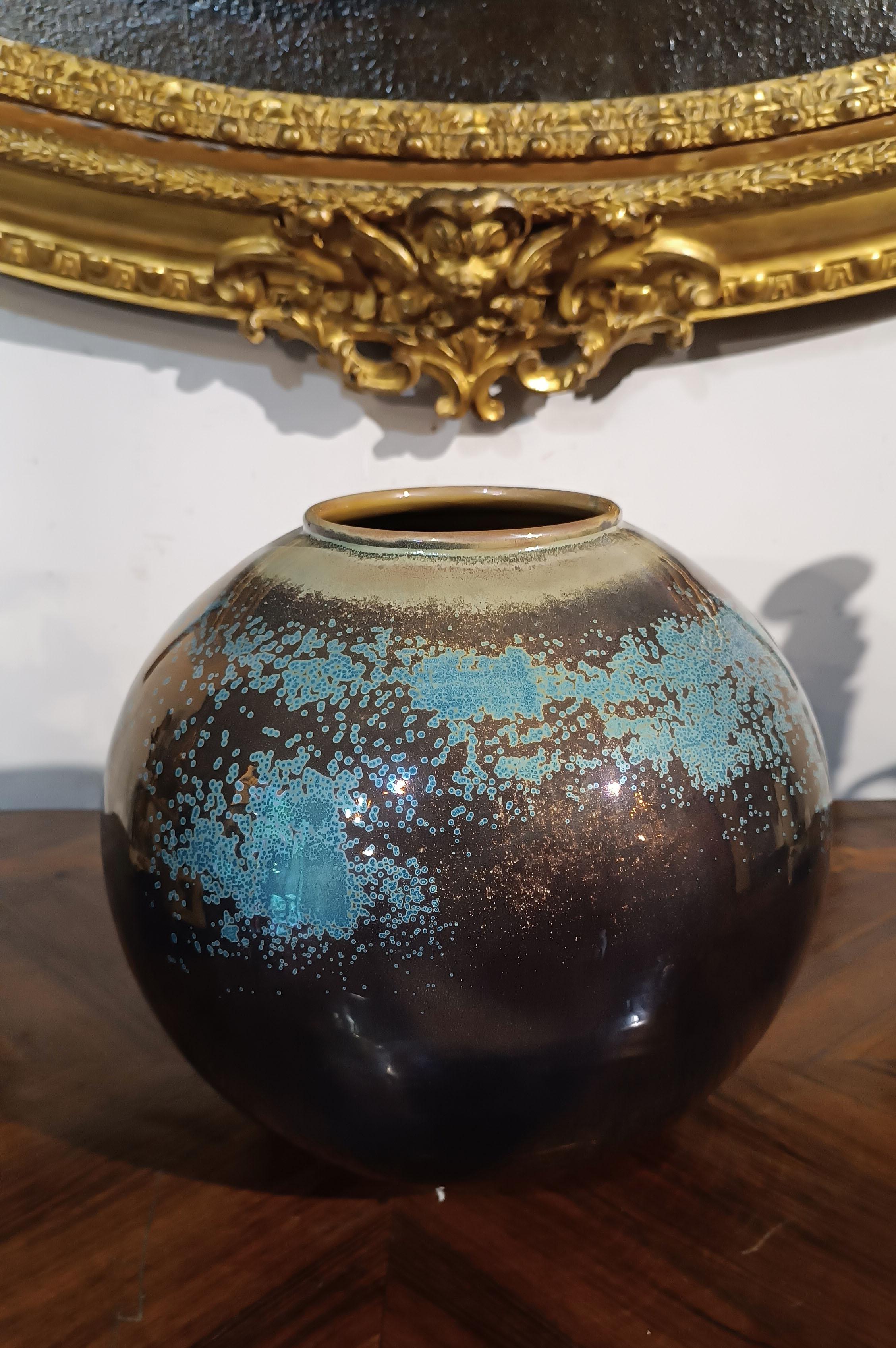 Hand-Crafted 1930s GLAZED VASE BAUSIN ALBISSOLA MANUFACTURING  For Sale