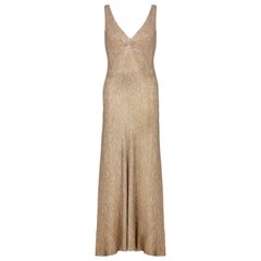 1930s Gold Lame Bias Cut Gown