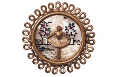 1930s Gold Plated Mother of Pearl Ballerina Brooch