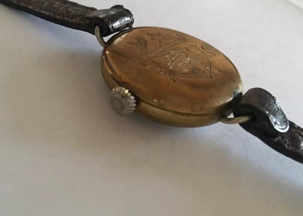 Women's or Men's 1930s Gold-Plated Swiss Made Trench / Wristwatch