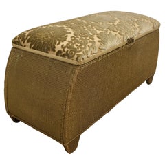 Vintage 1930s Gold Pressed Loom Art Deco Ottoman Window Seat a Useful and Stylish Piece