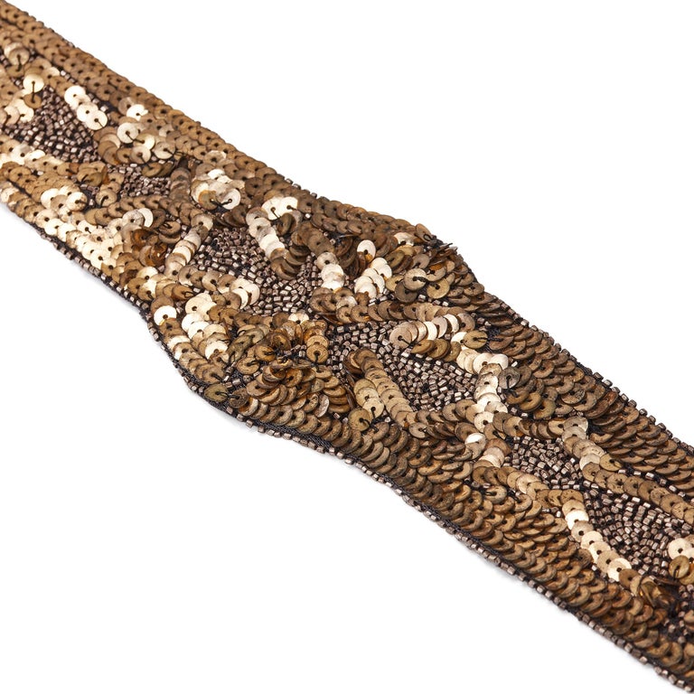 Vintage woven sequins metallic brown/bronze belt Chocolate Brown Sequin Draped Dress with Metallic Woven Belt  main image 3