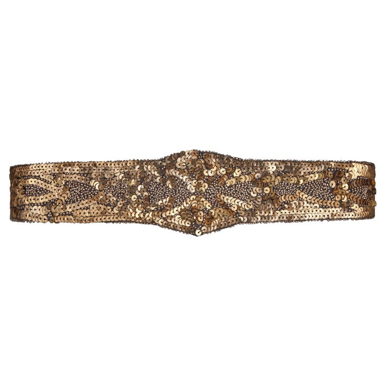 1930s Gold Sequin and Beaded Belt For Sale at 1stDibs display picture 1