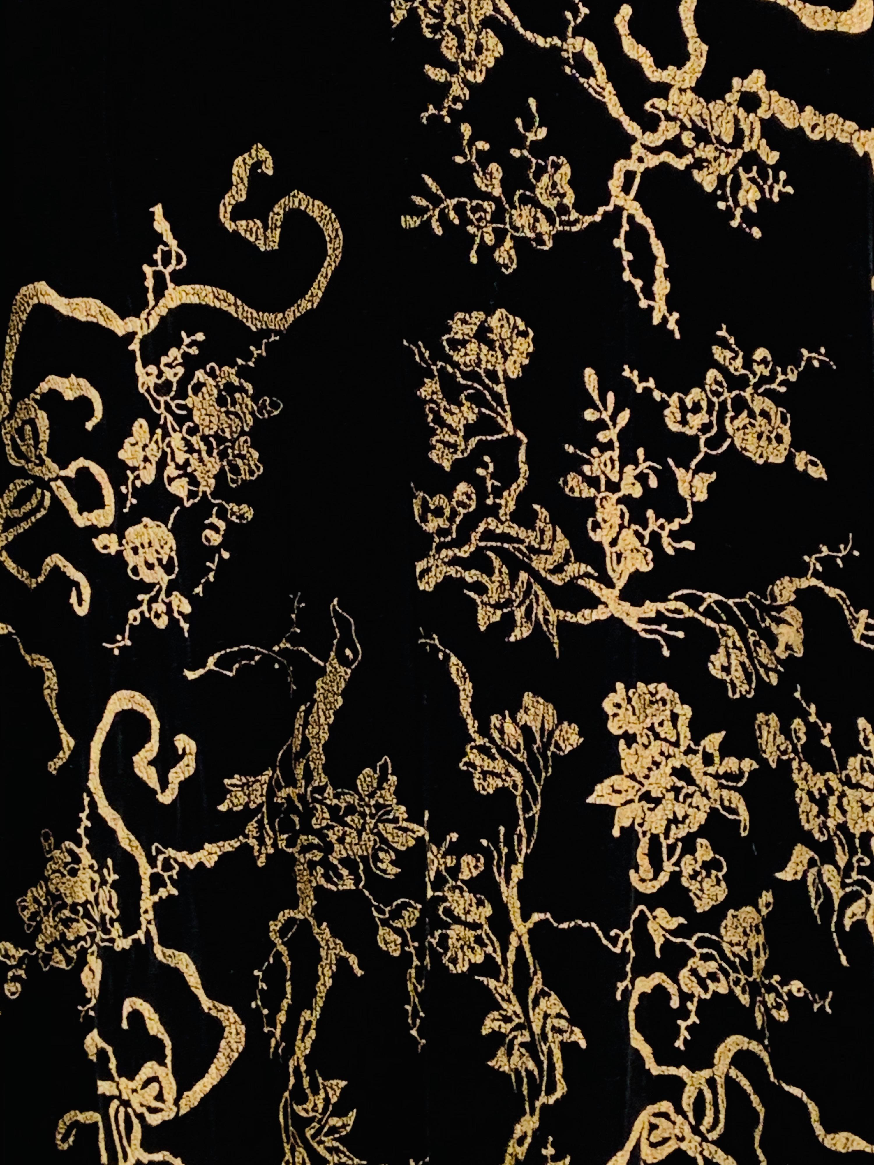 1930's Gold Stenciled Black Silk Velvet Cape, Style of Fortuny and Gallenga 1