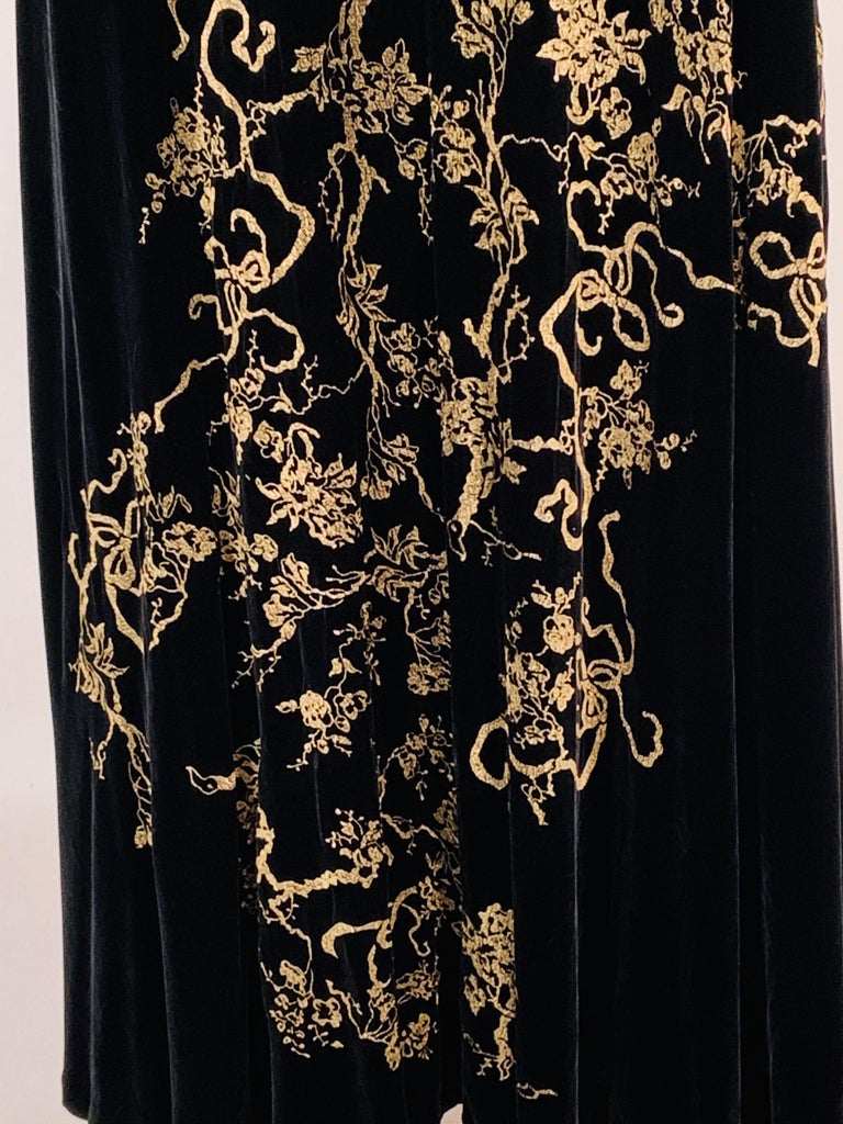 1930's Gold Stenciled Black Silk Velvet Cape, Style of Fortuny and ...