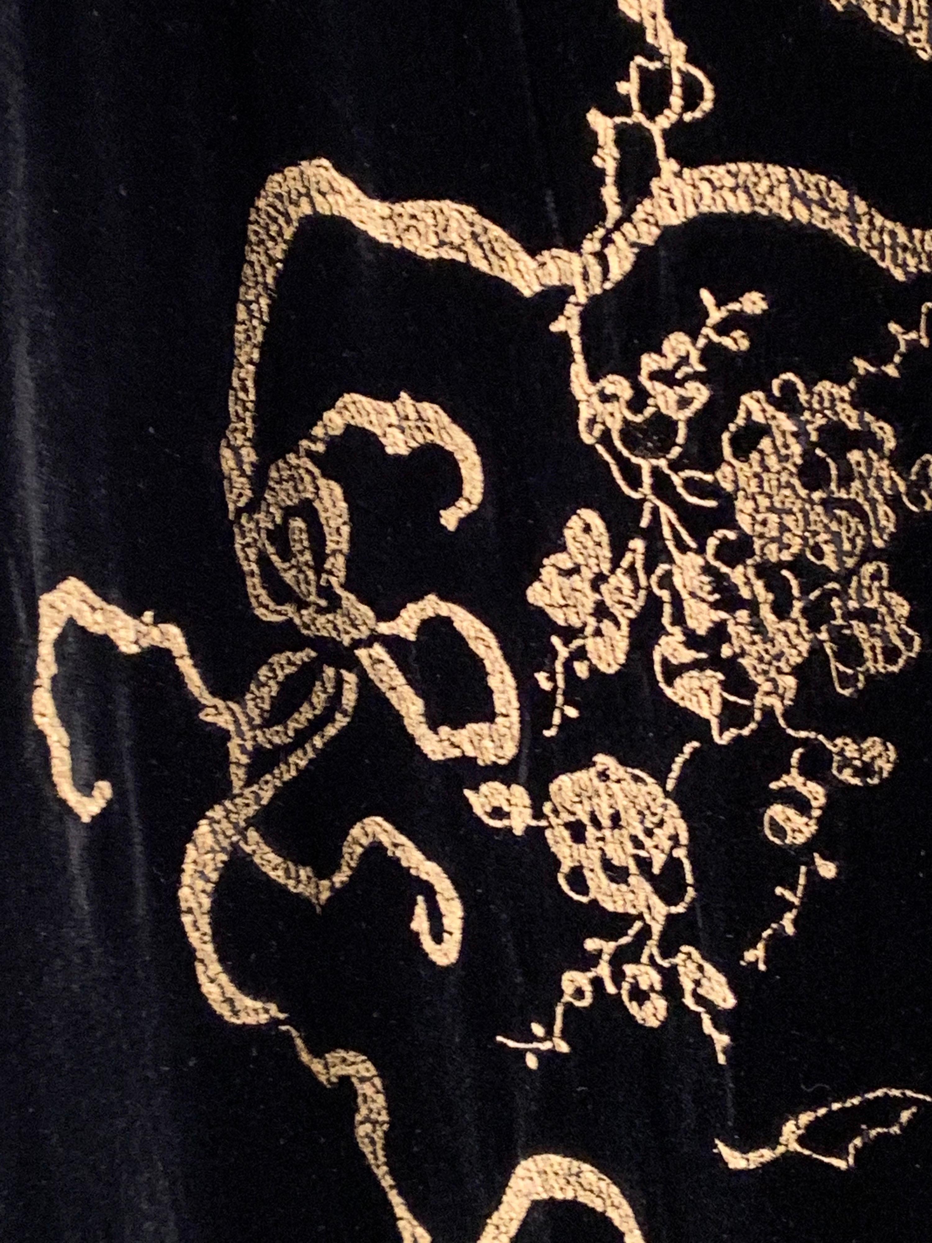 1930's Gold Stenciled Black Silk Velvet Cape, Style of Fortuny and Gallenga 3