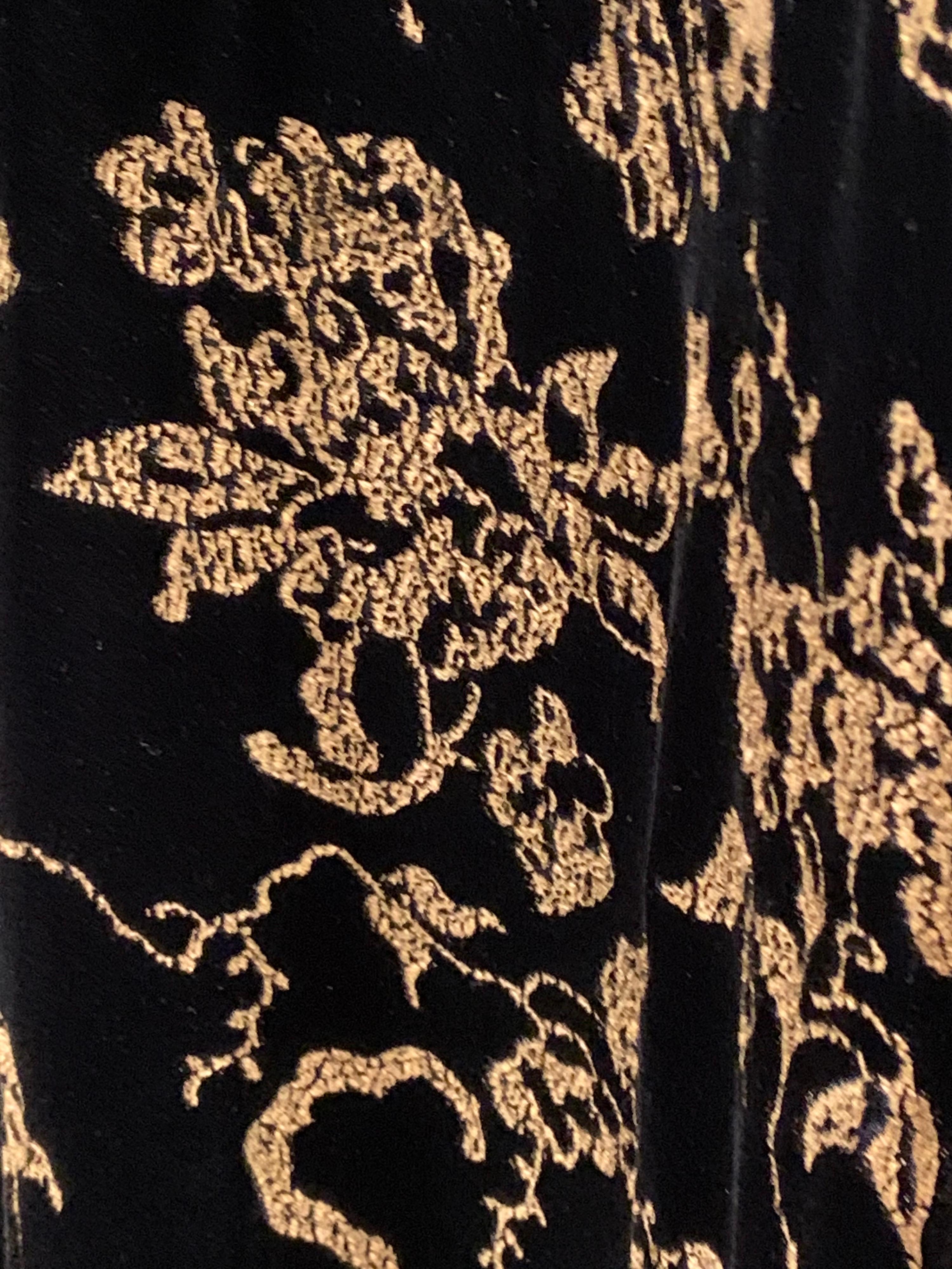 1930's Gold Stenciled Black Silk Velvet Cape, Style of Fortuny and Gallenga 4