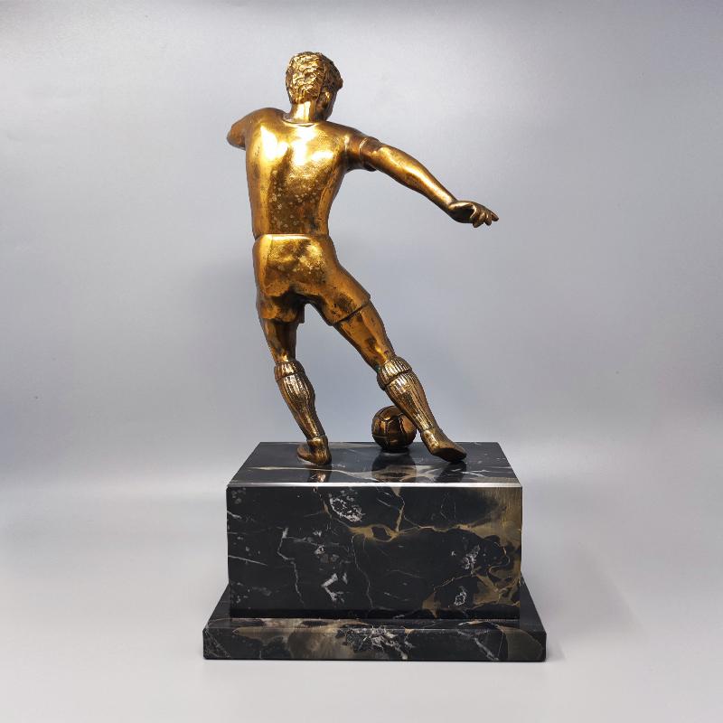 Mid-20th Century 1930s Gorgeous Art Deco Football - Soccer Player Bronze Sculpture. Made in Italy For Sale