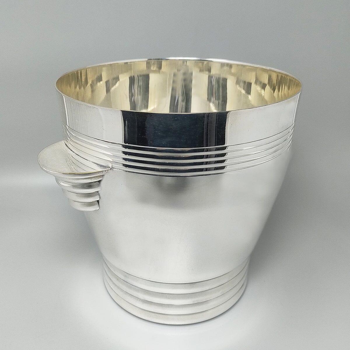 1930s French Art Deco Champagne or Ice Bucket by Vuillermet in Silver Plated. For Sale 1