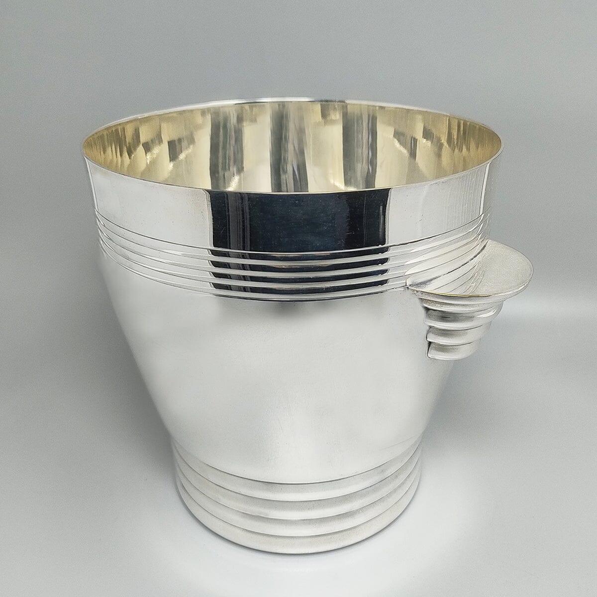 1930s French Art Deco Champagne or Ice Bucket by Vuillermet in Silver Plated. For Sale 2