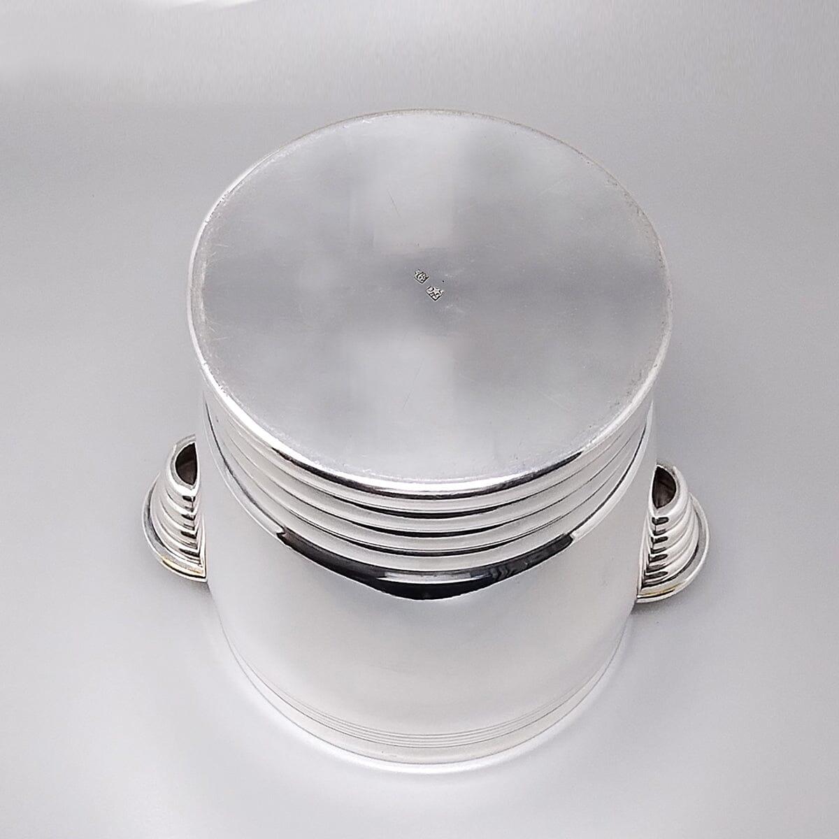 1930s French Art Deco Champagne or Ice Bucket by Vuillermet in Silver Plated. For Sale 5