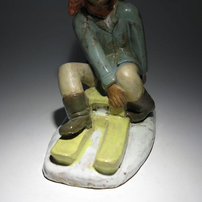 1930s Gorgeous Boy with Sledding Sculpture by Cséfalvay For Sale 3